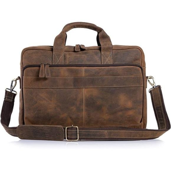 Leather briefcase 18 Inch Laptop Messenger Bags for Men and WomenSatchel Bag
